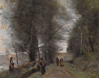 Jean-Baptiste-Camille Corot, Ville d'Avray, sentier boisé près d'un étang, 1872