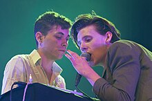 Foxygen's Jonathan Rado (left) and Sam France (right) performing at Flow Festival in Helsinki, Finland, August 2015