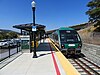 A northbound train at Novato San Marin station, 2018