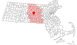 Location in Worcester County in Massachusetts