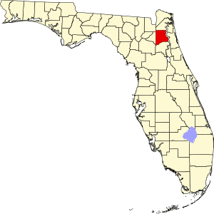 Map of Florida highlighting Clay County