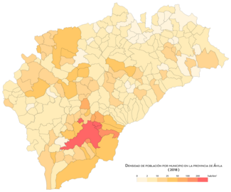 Densidad de población por municipio en 2018