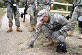 US Army Patriot Academy students participate in military training using a sand table