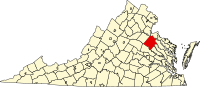 Map of Virginia highlighting Caroline County