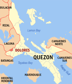 Mapa de Quezon con Dolores resaltado