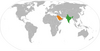 Location map for India and Saudi Arabia.