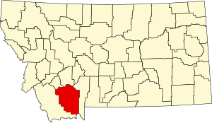 Map of Montana highlighting Madison County