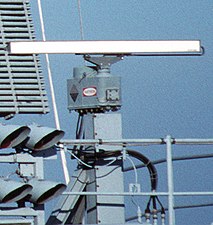 X band marine radar slot antenna on ship, 8–12 GHz.
