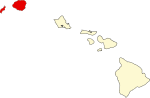 Mapa de Hawái con la ubicación del condado de Kauai