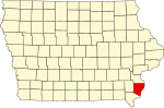 State map highlighting Des Moines County