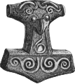 Pendentif Mjöllnir découvert en 1877 à Skåne, Suède.