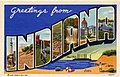 Image 10"Greetings from Indiana" large-letter postcard c. 1939 (from History of Indiana)