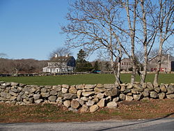 Stone wall and field scene, Westport