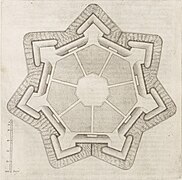 Forme en étoile de fortification, version en heptagone.