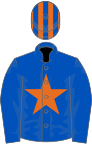 Royal blue, orange star, striped cap