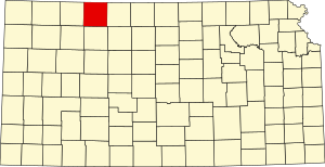 Map of Kansas highlighting Norton County