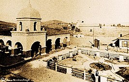Postcard of the original Santa Fe depot in 1894