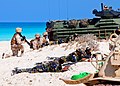 Pakistan Marines (in Blue camouflage uniform) observing forward with the U.S. Marines in Alexandria in Egypt in 2009.