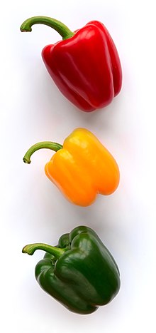 Red, yellow and green pepper