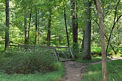 Seneca Creek Greenway trail and foot bridge in Germantown, MD