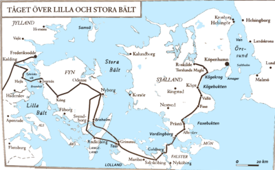 Map showing the campaign across the Little and Great Belts.