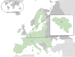 Lega Bruslja (rdeče) v Belgiji (temnorjavo) in Evropski uniji (svetlorjavo)