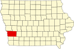 State map highlighting Pottawattamie County