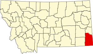 Map of Montana highlighting Carter County