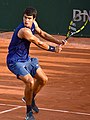 Image 38Carlos Alcaraz, the 2024 men's singles champion. At 21, he became the youngest male player to win a major title on three different surfaces. (from French Open)