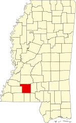 Map of Mississippi highlighting Lincoln County