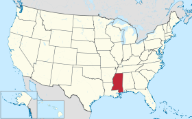 Mississippi na mapě USA