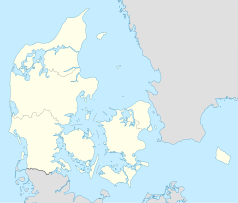 Mapa konturowa Danii, blisko dolnej krawiędzi znajduje się punkt z opisem „Tunel pod Bełtem Fehmarn”