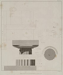 Ancient Greek Doric capital of the Temple of Hera I, Paestum, Italy, with a band of compressed leafs just under the echine, 425 BC