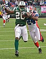 Jets RB Thomas Jones runs for a long touchdown against Bills in 2009
