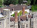 The castle roof. The two brick chimneys were built in 1514