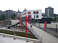 Voetgangersbrug bij het Hauptbahnhof