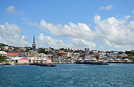 A view from the ship arriving from Les Trois-Îlets