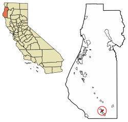 Location of Garberville in Humboldt County, California