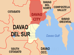 Map of Davao City and the province of Davao del Sur