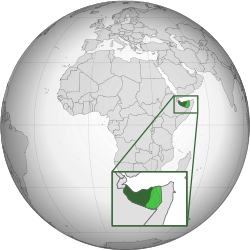 Somaliland (dark green), disputed territory (light green)