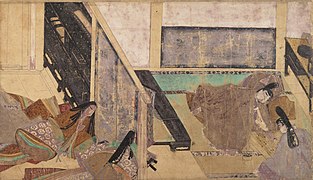 Emperor calls Kaoru to play Go, Genji Monogatari Emaki, 12th century
