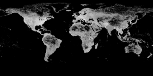 Weltweite Verteilung von 6,1 Millionen Einträgen auf www.geonames.org (Stand: Ende 2006[3])