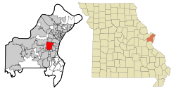 Location of Ladue, Missouri