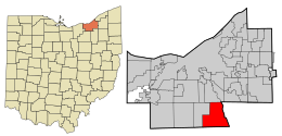 Location in Cuyahoga County and the state of Ohio