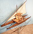 Image 108Model of a Fijian drua, an example of an Austronesian vessel with a double-canoe (catamaran) hull and a crab claw sail (from Pacific Ocean)