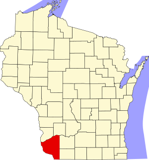 Map of Wisconsin highlighting Grant County