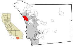 Location of Carlsbad within سان ڈیگو کاؤنٹی، کیلیفورنیا.