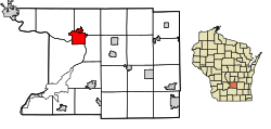 Location of Portage in Columbia County, Wisconsin