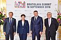 Polish Prime Minister Beata Szydło with Donald Tusk, Robert Fico, Jean-Claude Juncker (2016)