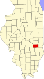 Map of Illinois highlighting Cumberland County